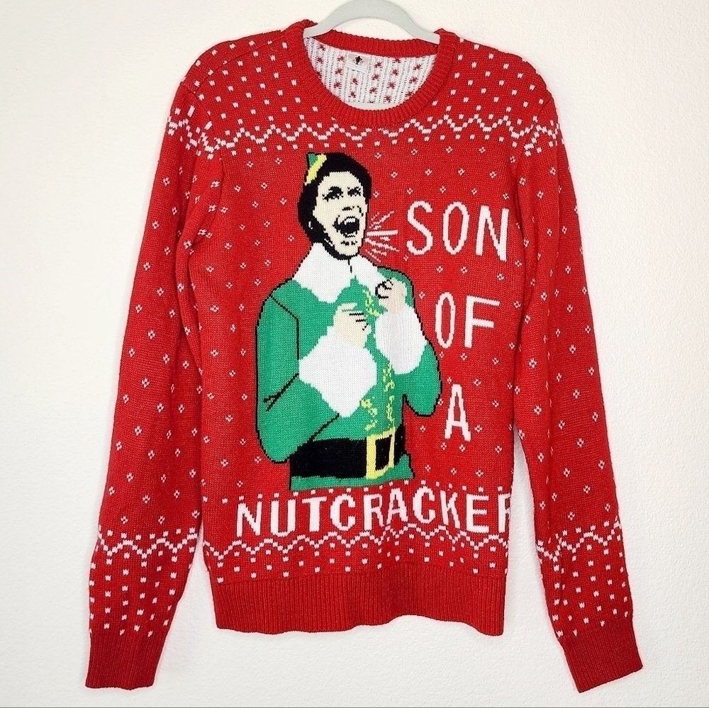 Elf Son of A Nutcracker Knitted Christmas Sweater M